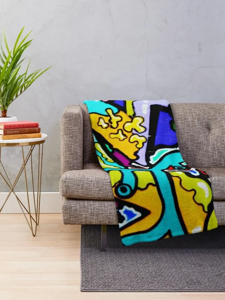 Graffiti abstract with colorful tubes and biology artery funny colorful theme HD Throw Blanket Multi-Purpose Softest Blankets