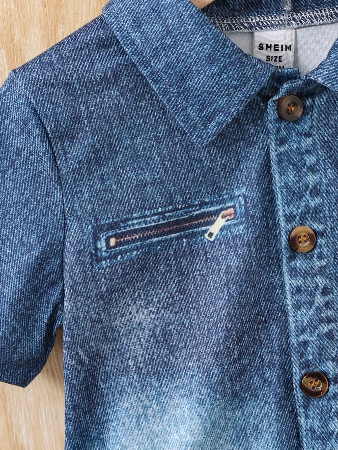 2025 New Imitation Cotton Fabric Denim Digital Print Lapel Short Sleeve Shorts Version Trend Retro For Boys Outdoor 2 Sets