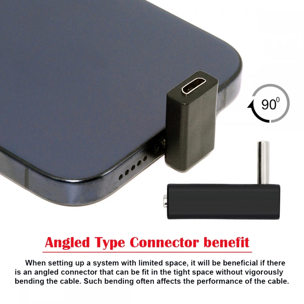 USB-C Type-C Male to Micro USB Female Adapter Micro USB 5PIN to Type C 90 Degree Up Angled Type