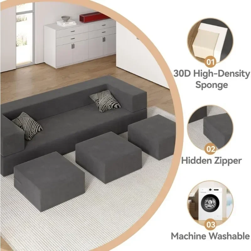 Dual-purpose sofa vacuum compression combined modular multi-folding sofa bed