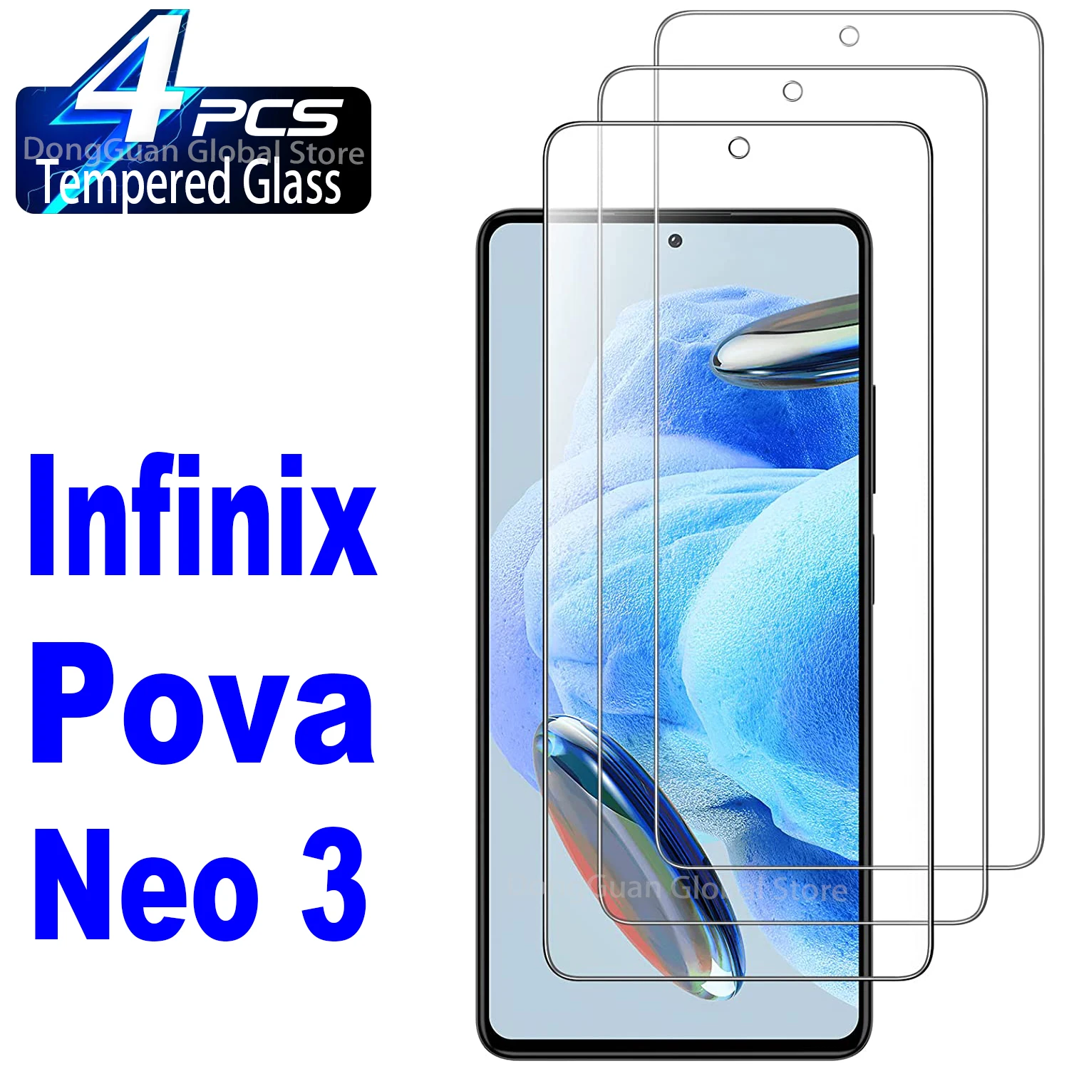 2/4Pcs Tempered Glass For Tecno Pova Neo 3 Screen Protector Glass Film