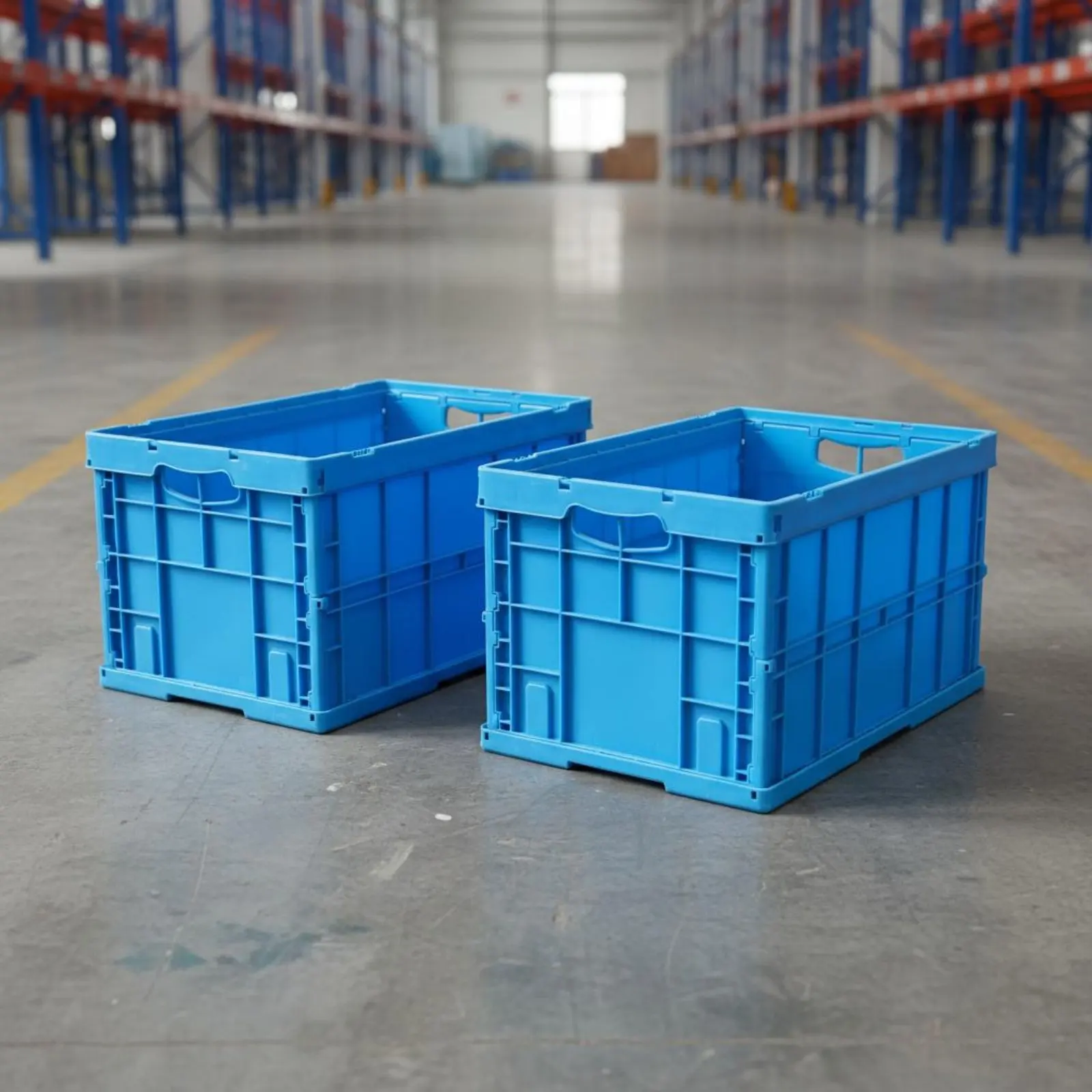 

Sturdy Duty Turnover Box Easy to Clean Stackable Logistics Box Shipping Tote Space Saving Warehouse Supply Impact Resistant