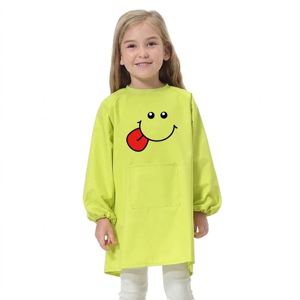 Children's Eating Apron Waterproof Long-sleeved Anti-Wearing Clothing Kindergarten Kids Art Class Painting Smock Custom Logo