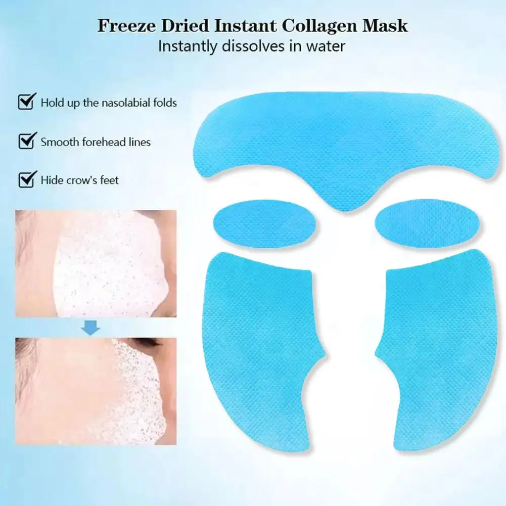 4X Collagen Mask Set Anti-aging Wrinkles Paper Soluble Facial Mask Face Skin Cheek Sticker Forehead Patch Smile Lines Patches