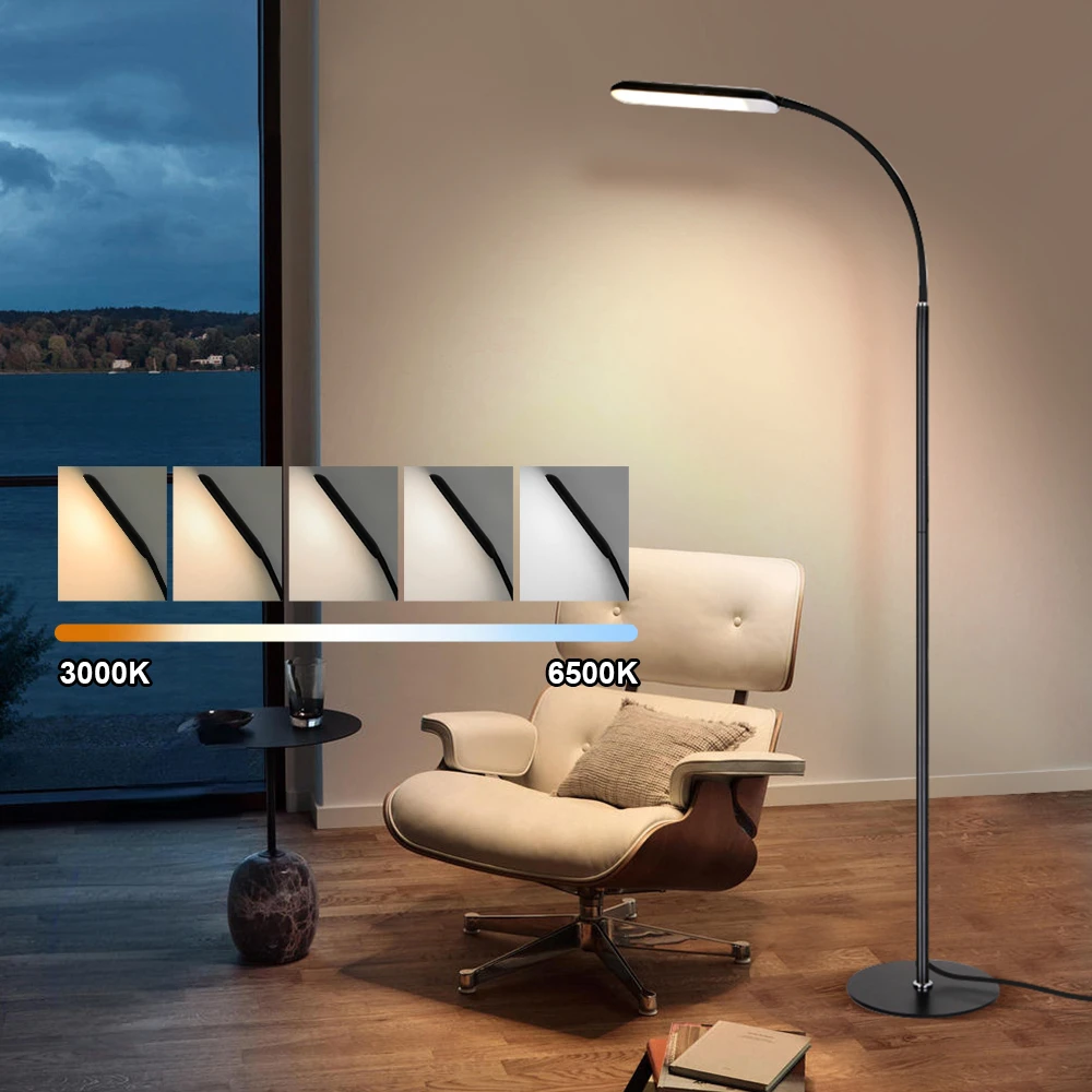 Nordic Led Floor Lamp Touch Switch Remote Dimmable Tricolor Light Standing Light EU/US Plug Floor Lamp Modern Style Corner Lamp