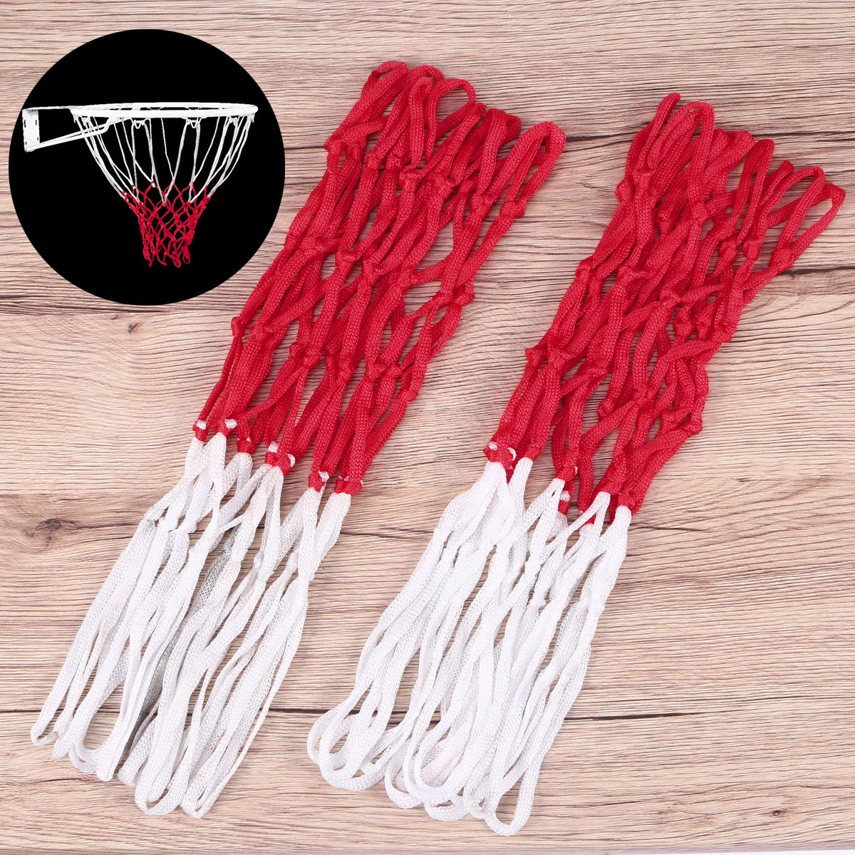 Баскетбольная сетка для занятий спортом Прочная плетеная многоцветная красная, белая, для использования на открытом воздухе в помещении Официальный размер Подходит для стандартных ободков Team