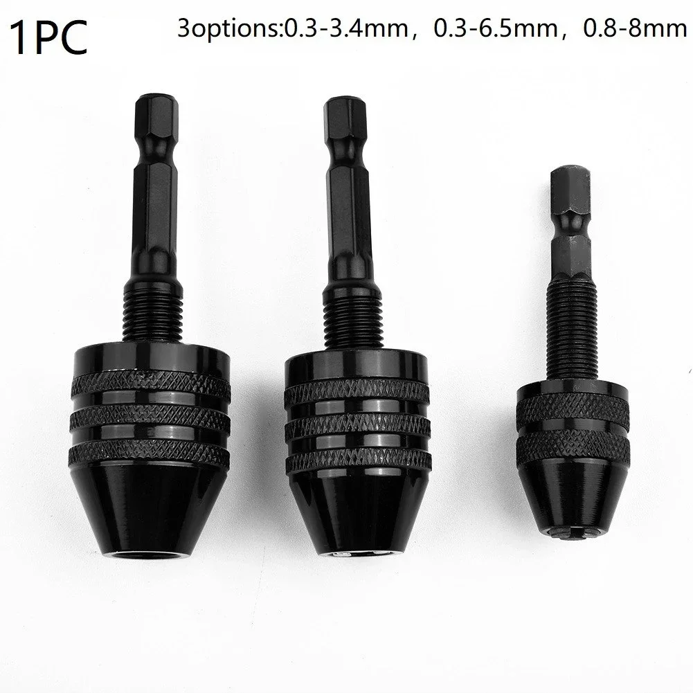 1pc 1/4inch Keyless Drill Chuck Conversion Hex Shank Adapter Drill Bit Quick Change Driver 3-Jaw Drill Bits Collet Fixture Tools