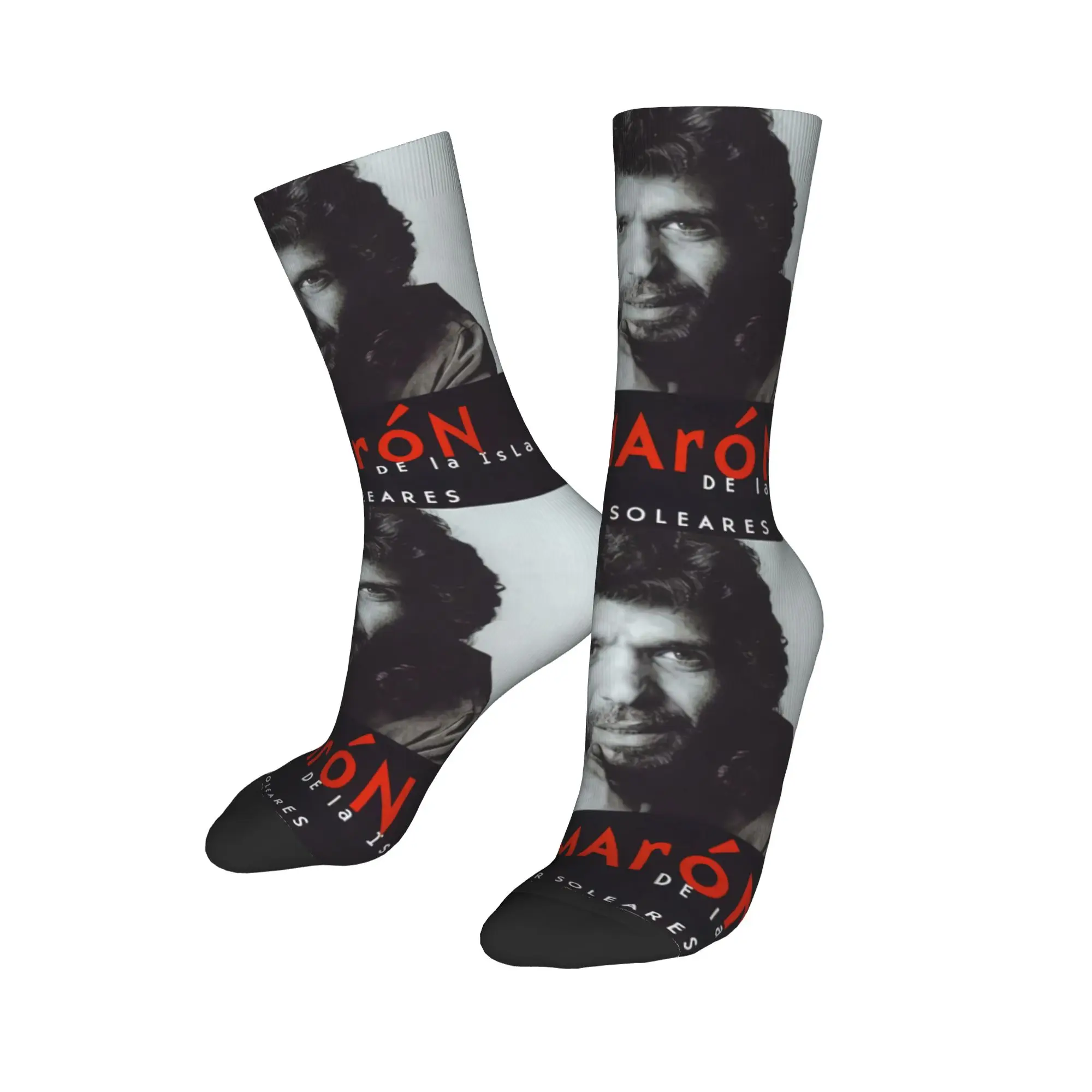 

Custom Printed Spanish Flamenco Singer Socks for Stretchy Summer Autumn Winter Island Shrimp Camaron De La Isla Crew Socks