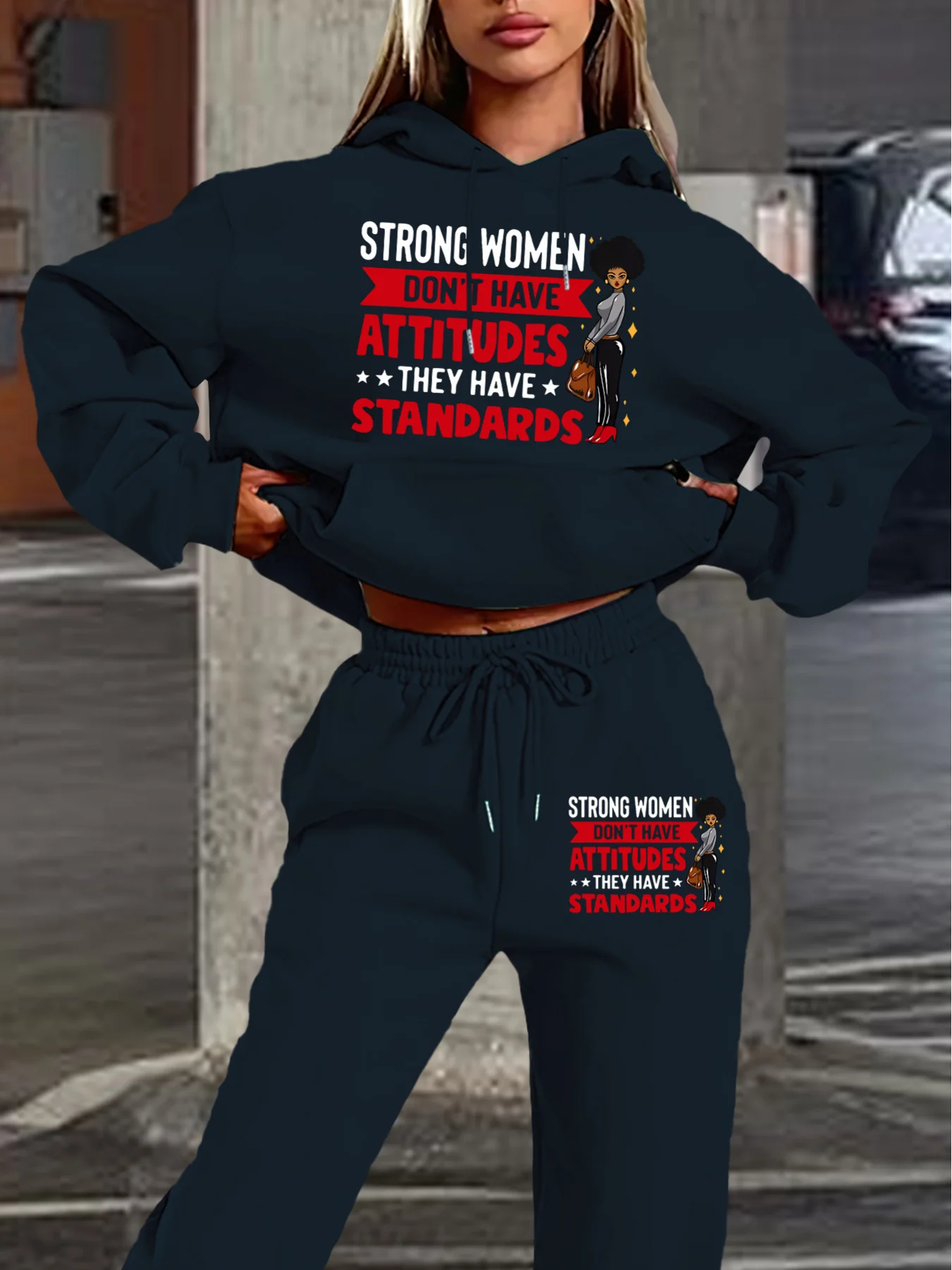2026 New Women Hoodie Sweatpants Set Long Sleeve Hooded 2 Piece Outfit Casual Tracksuit Kangaroo Pocket Jogging Matching Suit view 3