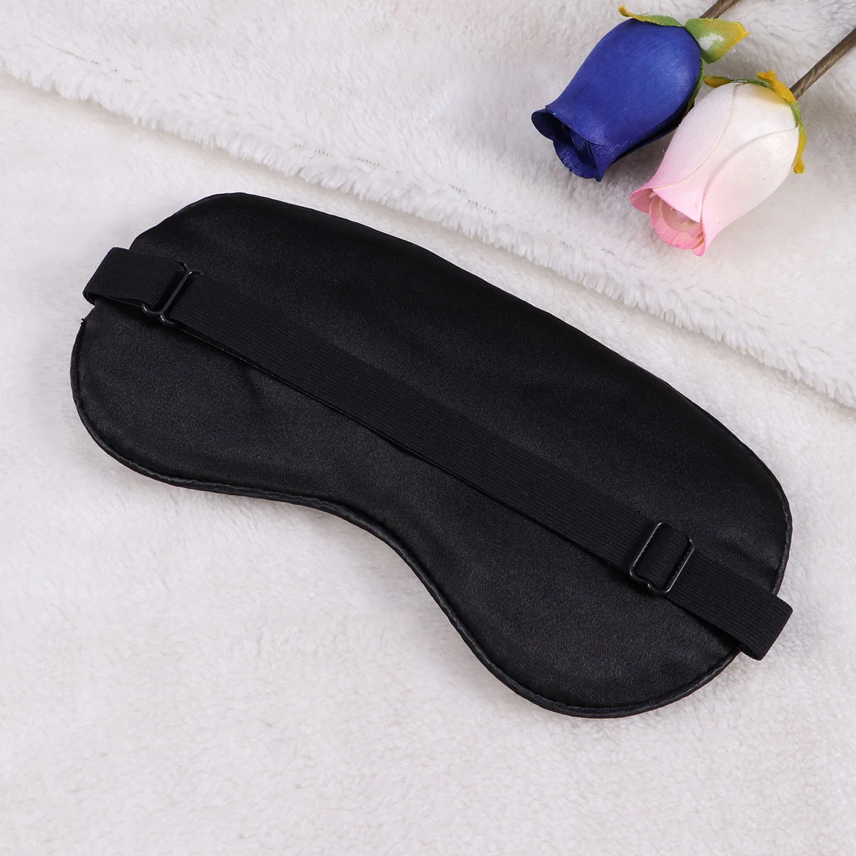 Silk Sleep Eye Mask Embroidery Eyeshade Large Blindfold Night Blinder for Men Women and Kids (Black and Black Inserted Line)