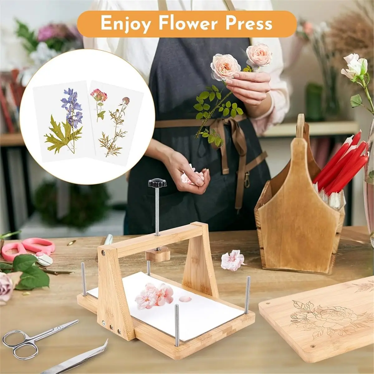 618 Mega Sale 1Set Large Wooden Flower Pressing Kit - DIY Arts Set for Dried Flowers and Plants