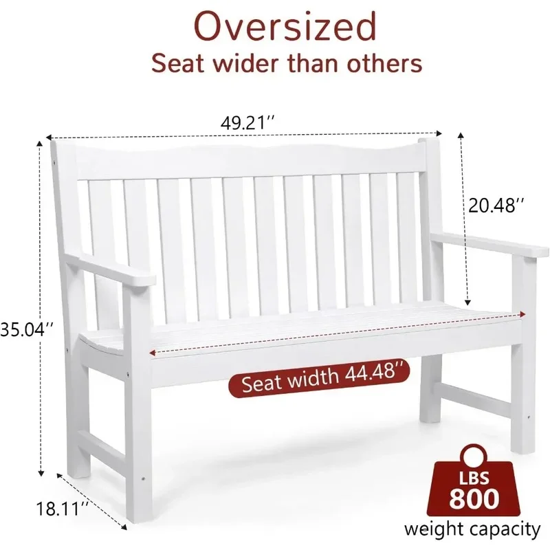 All-Weather HIPS Patio Bench for 2 People with 800 lbs Weight Capacity - Durable Outdoor Seating
