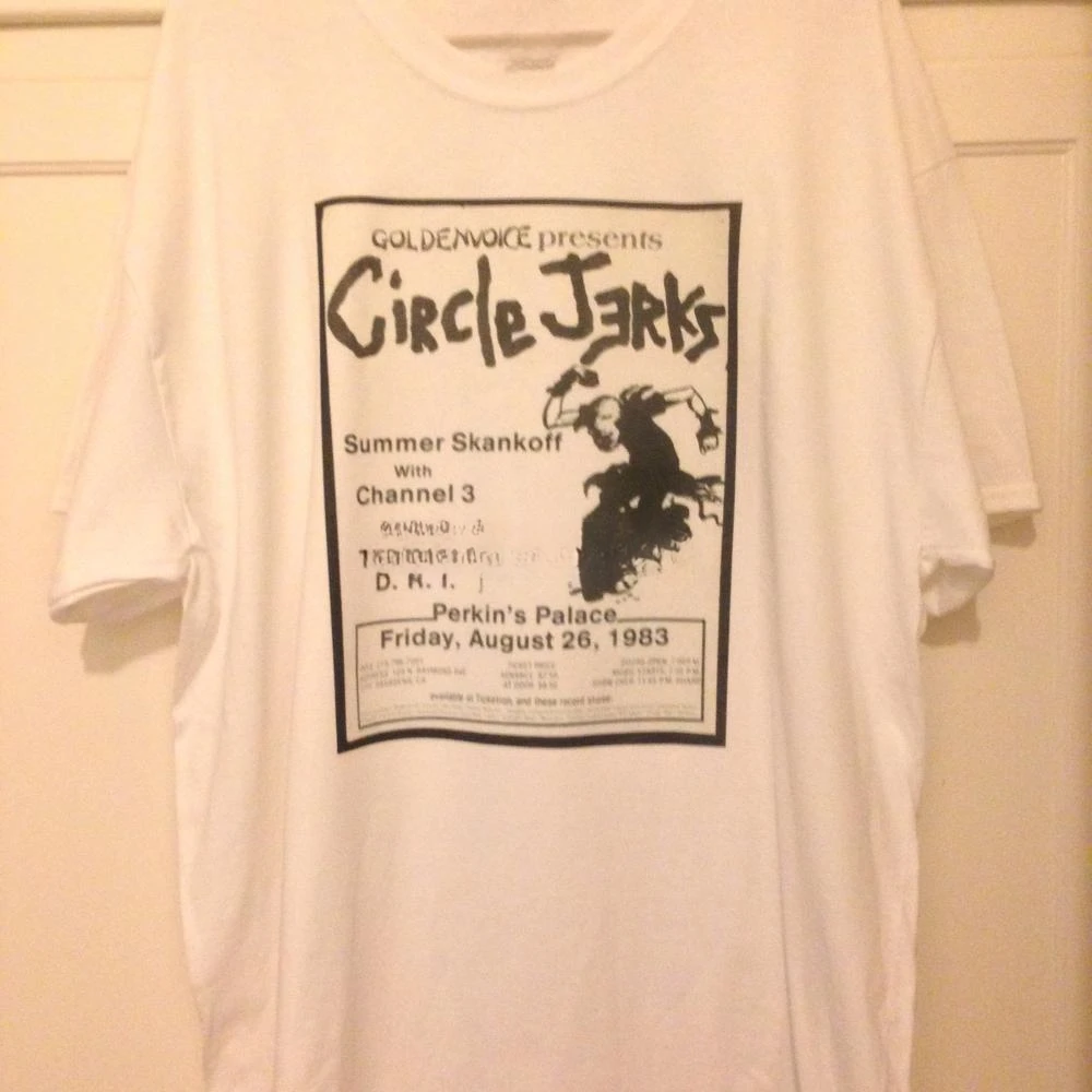 Old Punk Rock Concert Flyer Circle Jerks Channel 3 Mens White T shirt  t shirts for men Crewneck fashion man 2024 men