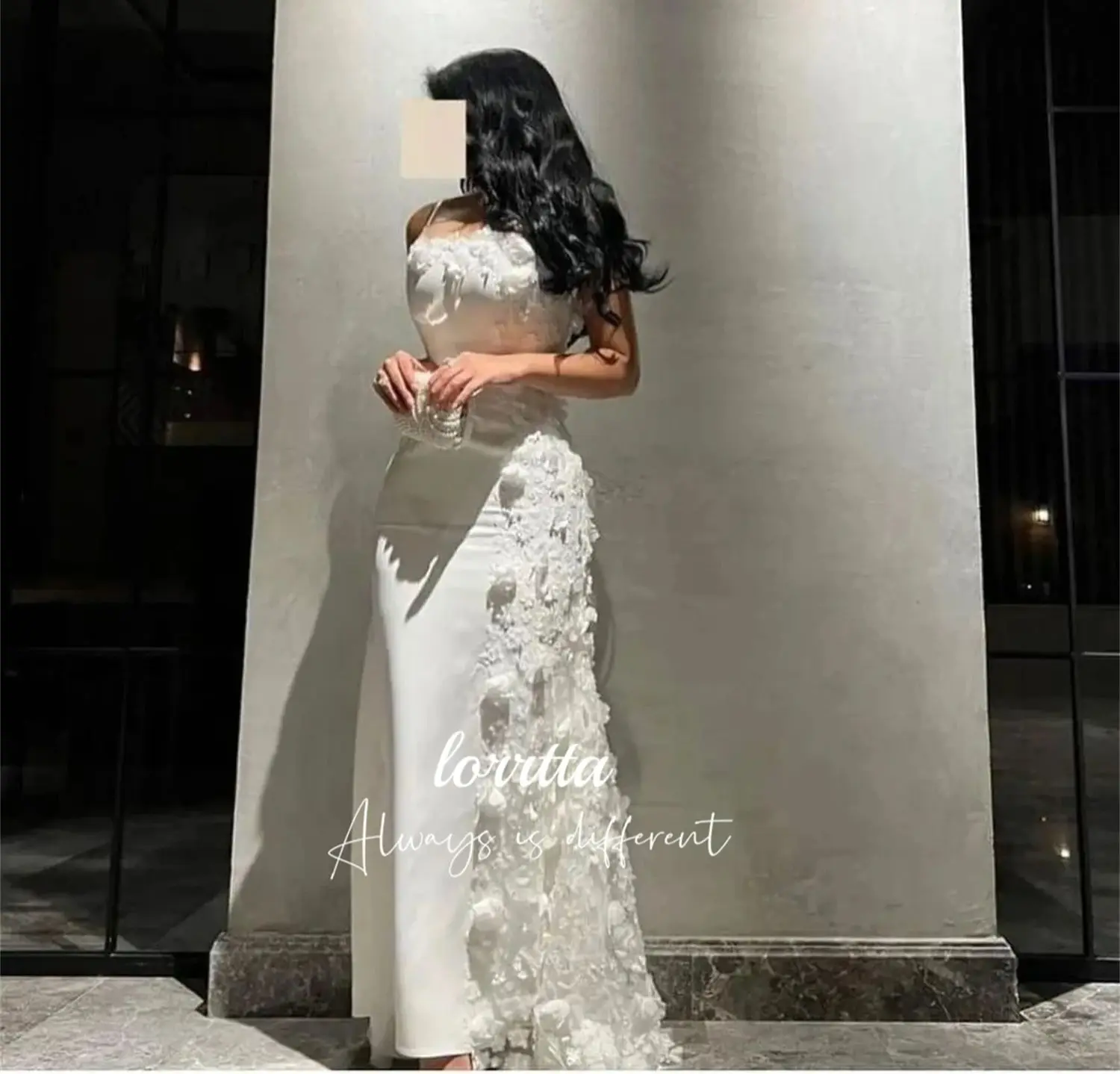 Grace White Floral Fabric Mermaid Evening Dress Party Prom DressesCustomized Robe De Soiree Femmes Elegant Woman Wedding Long