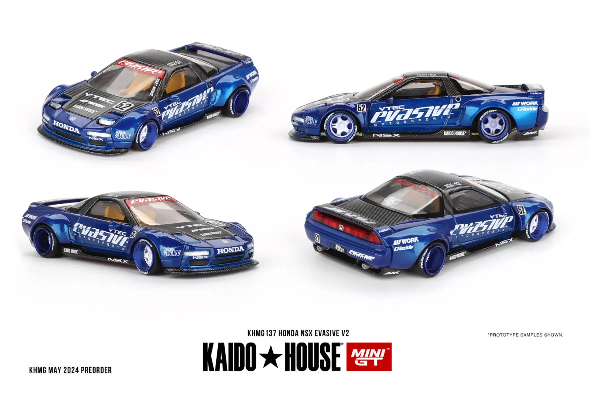 Kaido Huis + MINIGT 1/64 Honda NSX Evasive V2 KHMG137 Auto Legering Motorvoertuig Diecast Metaal Model Kinderen Kerstcadeau Speelgoed voor Jongens