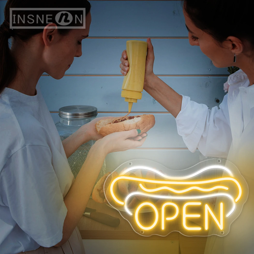 Open Neon sign LED Hamburger Shop Sandwich Shop Business Signage Restaurant Neon Decoration Neon Sign Light Wall Decoration