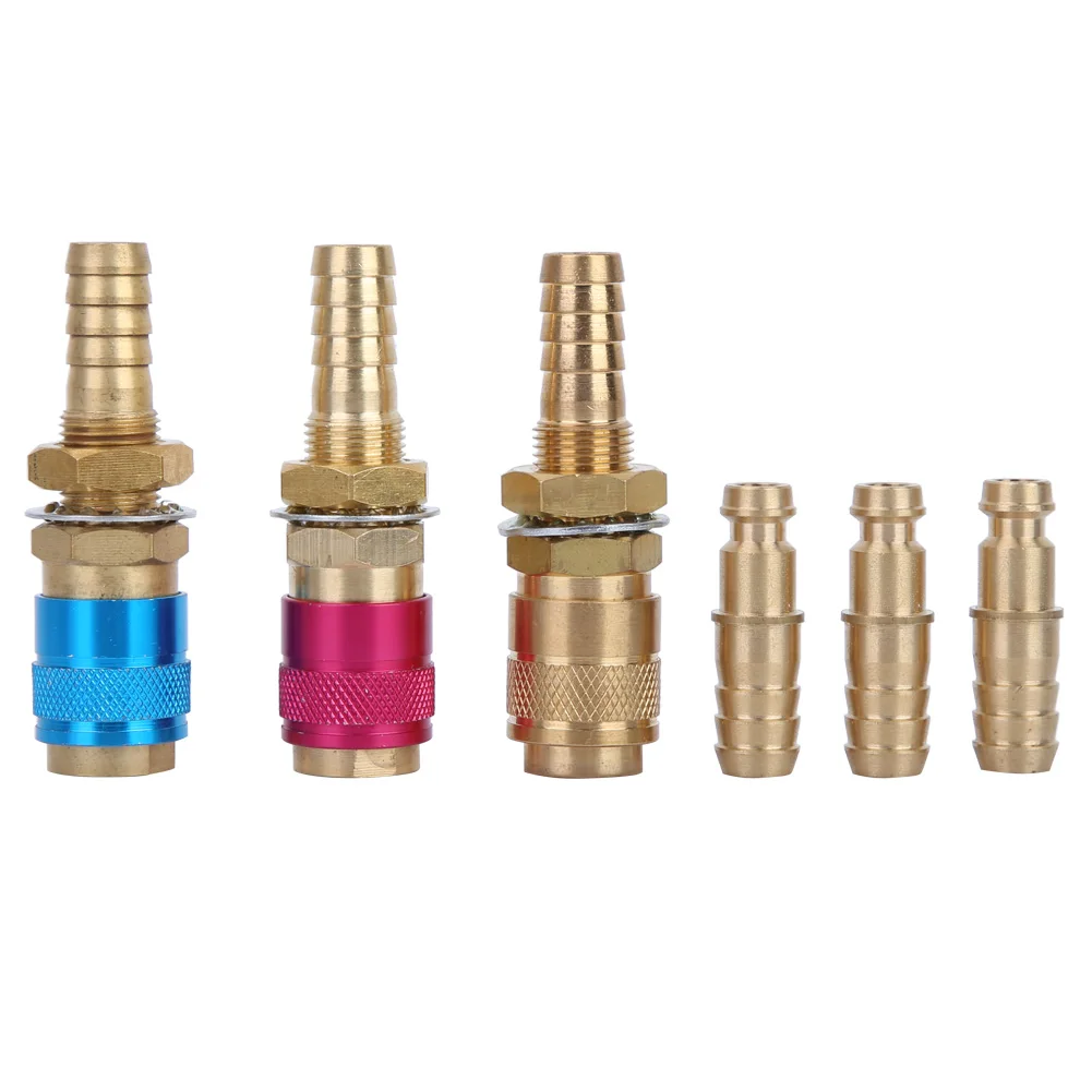 

M10 Red+Yellow+Blue Water Cooled&Gas Adapter Quick Connector Fitting For TIG Welding Torch Quick Fitting Hose Connector
