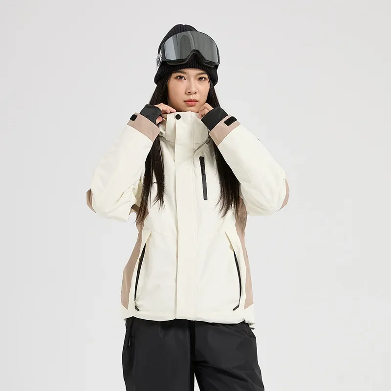 

New Women's Winter Ski Jacket Waterproof Windproof Breathable Warm Hooded Ski Jacket Solid Color Outdoor Casual Sports Jacket