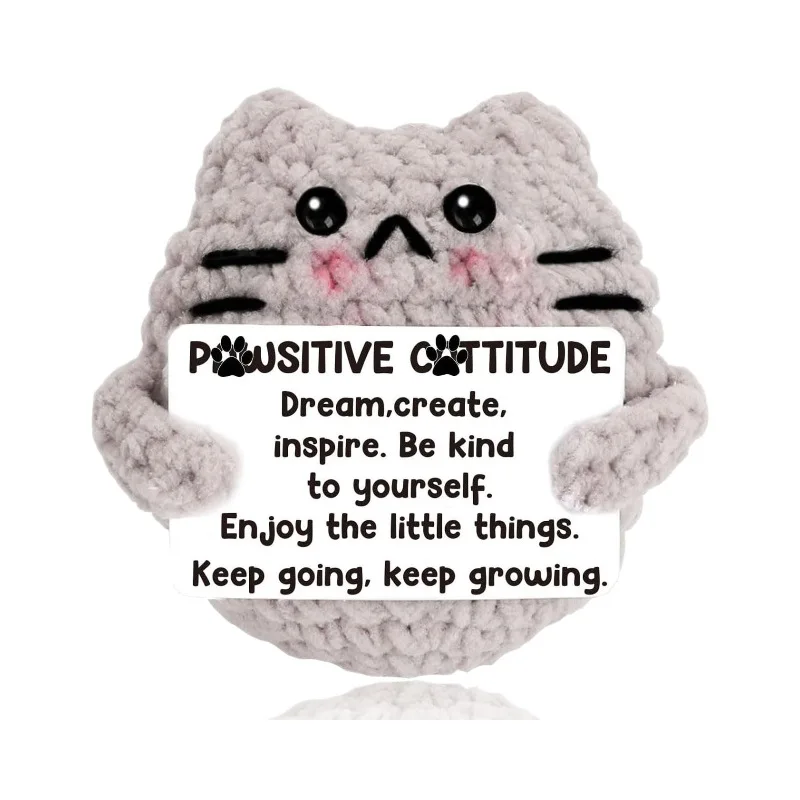 

Positive Crochet Cat Easter Basket Stuffers Friend Mom Grandma Dad Daughter Son Emotional Support Birthday Christmas Gifts