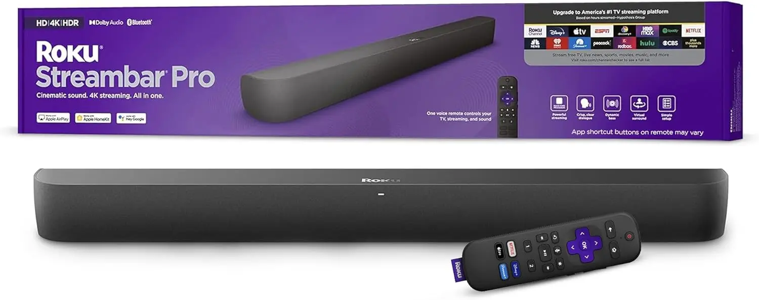 

Стереосаундбар Roku Streambar Pro, серая, качество звука премиум-класса со встроенной потоковой передачей