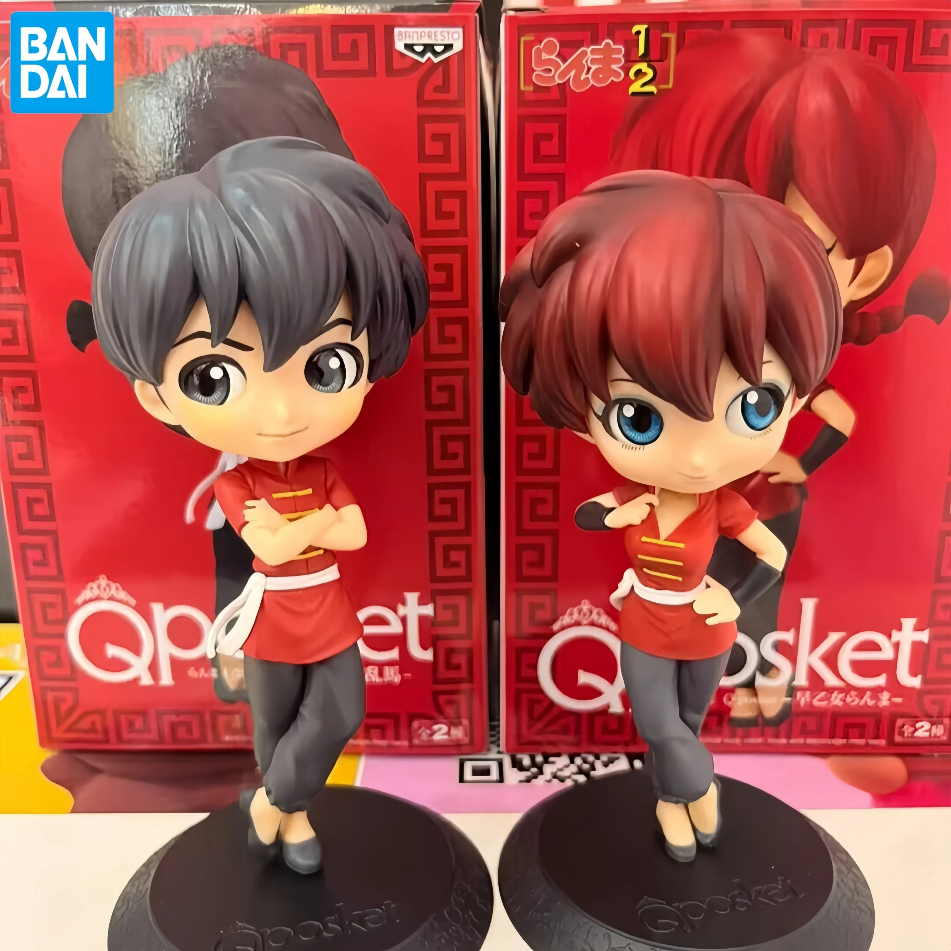 Anime figura brinquedos bandai original qposket saotome ranma figura de ação para crianças presente modelo colecionável ornamentos de mesa brinquedos presente