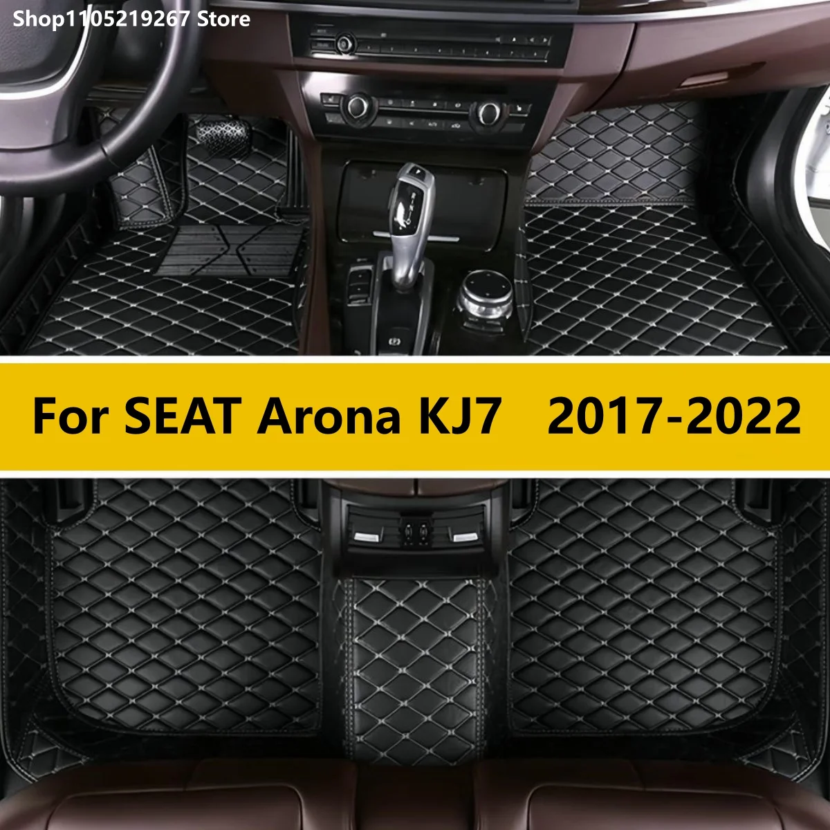 

Автомобильные коврики для SEAT Arona KJ7 2017 2018 2019 2020 2021 2022, автоаксессуары, полный комплект, кожаные всепогодные автомобильные ковры, подушечки