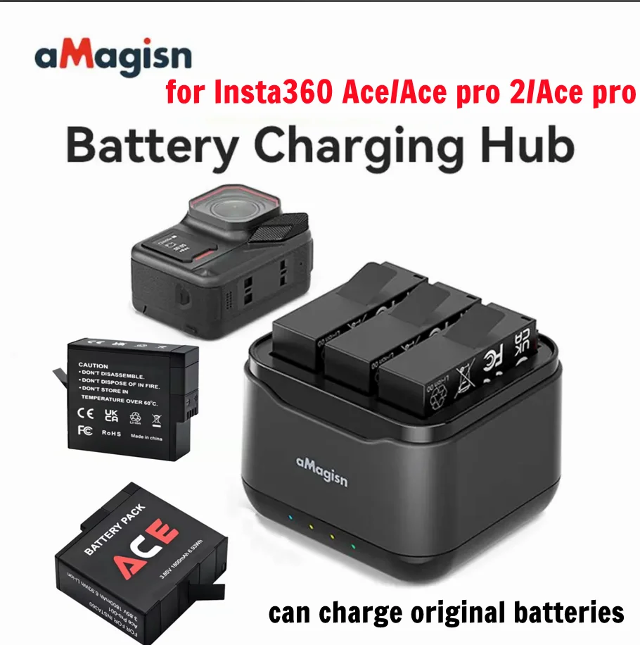 

For Insta360 Ace/Pro2 aMagisn Charger Box Batteries Battery Charger Charging Hub Stand Insta360 AcePro 2 5V/3A Charger Accessory