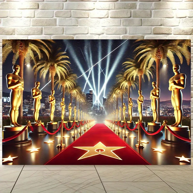 Revestimiento de paredes de tela de poliéster para eventos de alfombra roja icónica de Hollywood, tela de fondo para sala de estar, decoración al aire libre,