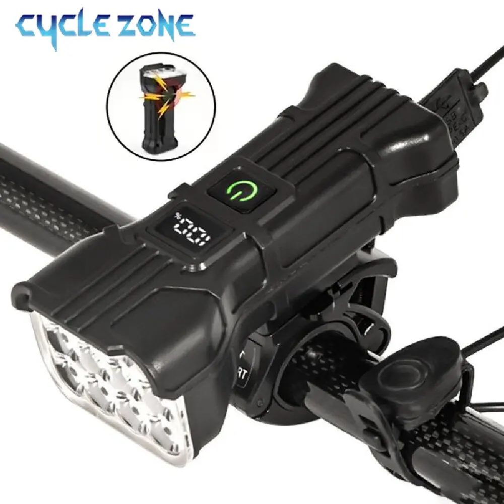 12 LED Bike Light with Horn Rechargeable Bicycle Front Light MTB Bicycle Head Lights Cycling Bike Safety Lamp for Night Riding