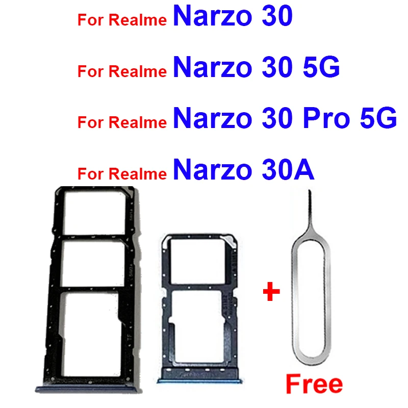 

Для Realme Narzo 30 Narzo 30 Pro Narzo 30A 5G лоток для карт с двумя Sim-картами держатель Слот Запасные части