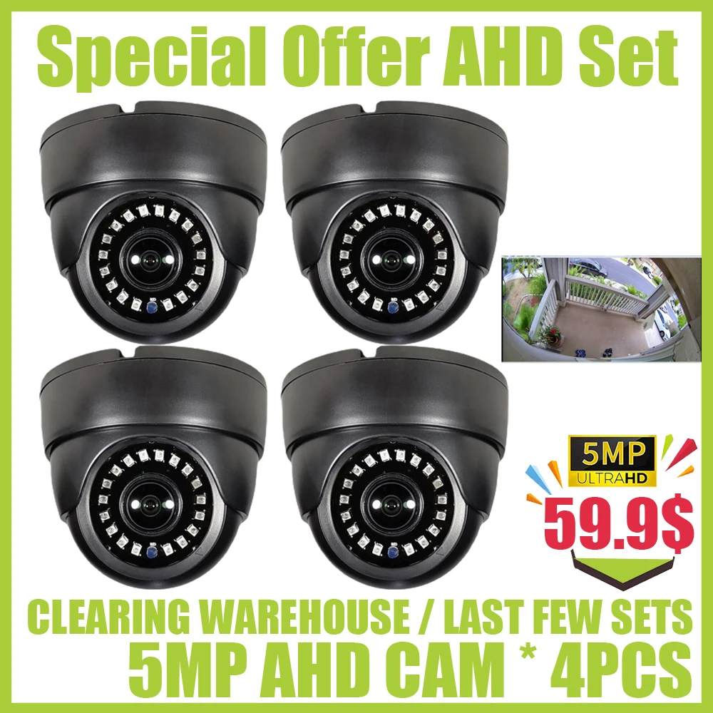 2560*1920P Special Price Fisheye 5MP 4CH CCTV System AHD Panoramic Dome Camera KIT 4in1 4MP 5M-N Home Video Indoor Security set