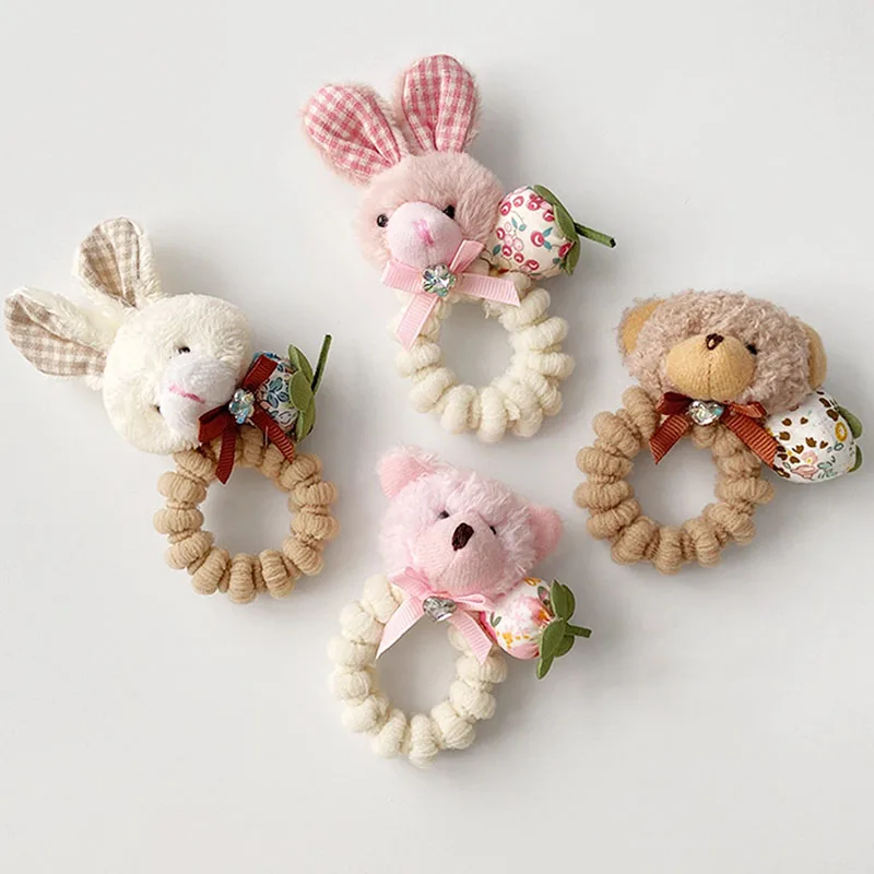 

Cute Plush Cartoon Rabbit Bear Telephone Line Hair Band For Girls Kids Hair Tie Hair Rope Rubber Band Lovely Hair Accessories