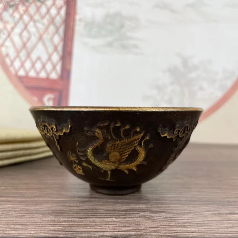 Antique Miscellaneous Antique Bronze Ware Qing Kangxi Year Carving Square God Beast Bowl Old Package Fidelity Handed down Collec