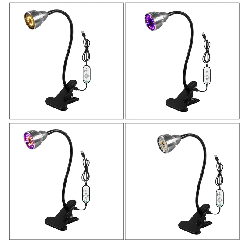 LED Grow Light For Indoor Plants,Full Spectrum Desk Clip Plant Light For Seedling Blooming Adjustable