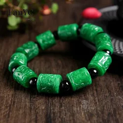 Natural Jadeite String Hand-carved Exquisite Fashion Lutong Jade Fashion Accessories Bracelet Men and Women Holiday Gift