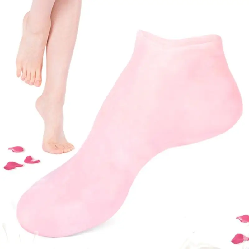 

Y88A Silicone Pedicure Socks Foot Spa Silicone Moisturizing Socks Soft Gel Socks