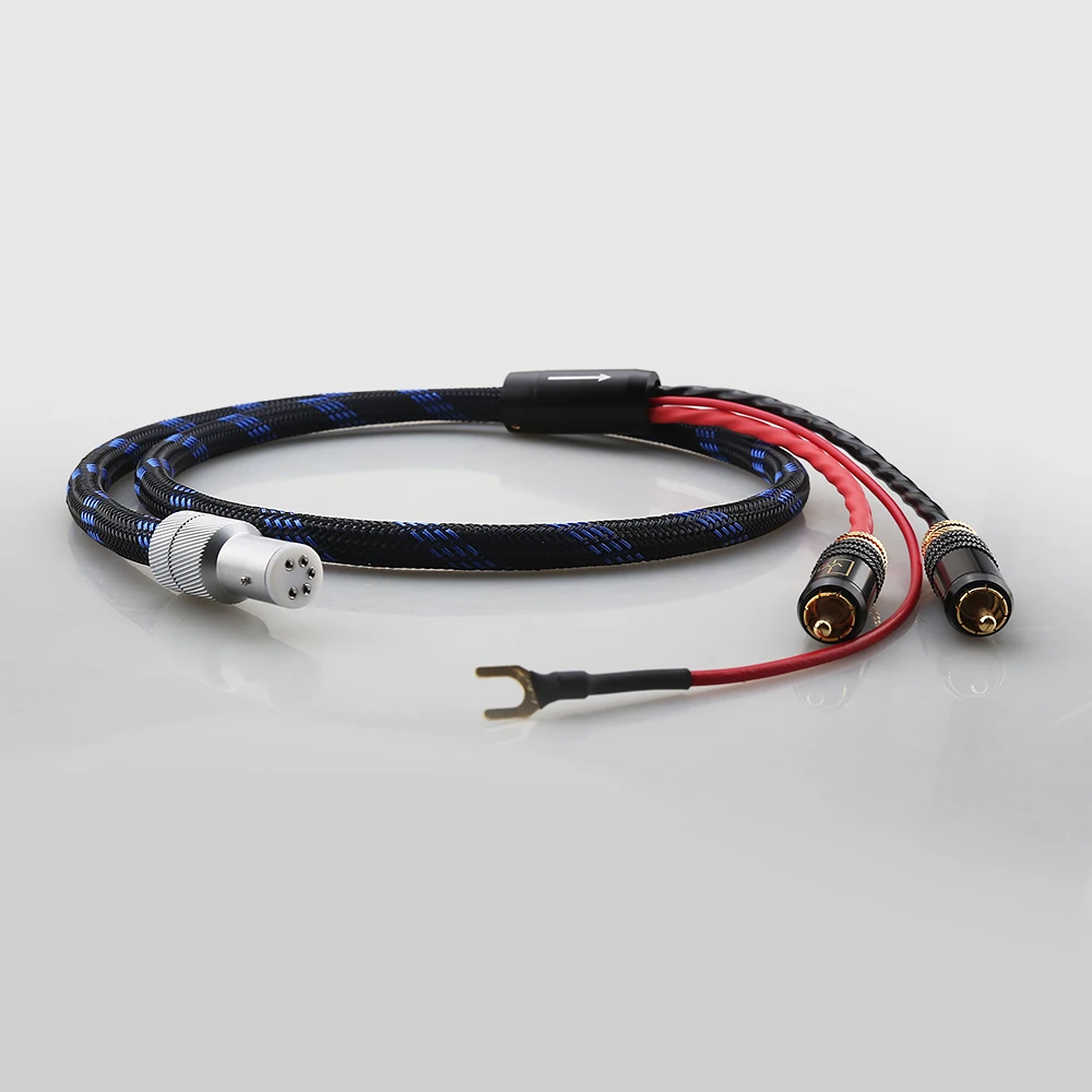 

audiocrast 5-Pin DIN to RCA Male Phono Tonearm Cable, Silver-Plated Turntable Cord with Ground Wire for Amp Preamp