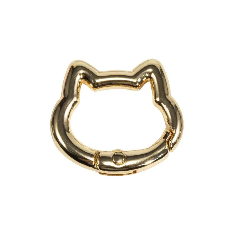 30pcs Colorful Metal O Ring Spring Clasp Openable Round Cat Shape Carabiner Keychain Clips Dog Chain Jewelry Making Accessories