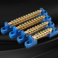 1pcs 6*9 4/6/8/10/12 Hole Blue Base Zero Ground Row Copper Bar Connection Terminal Wiring Terminal of Distribution Box