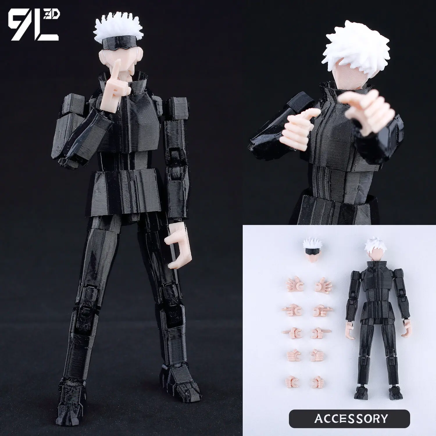 9L3D Titan 13 Vormontiertes Gojo Sukuna Jujutsu Toji Actionfiguren-Set 3D-Druck Dummy Glücksbringer Vollkörper Mechanischer Roboter Spielzeug