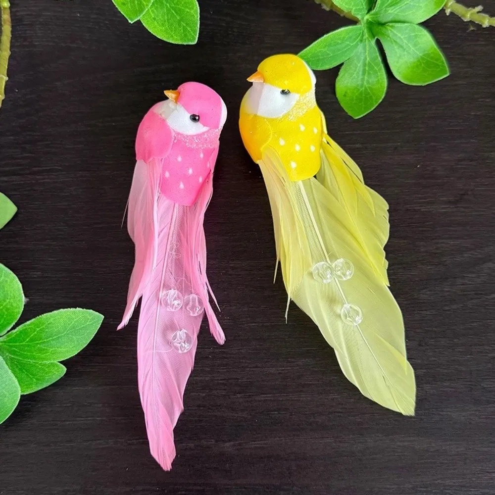 6pcs Colorful Simulation Birds Photography Props Home Decor Artificial Foam Feathers Birds Art Craft Sculptures with Clip