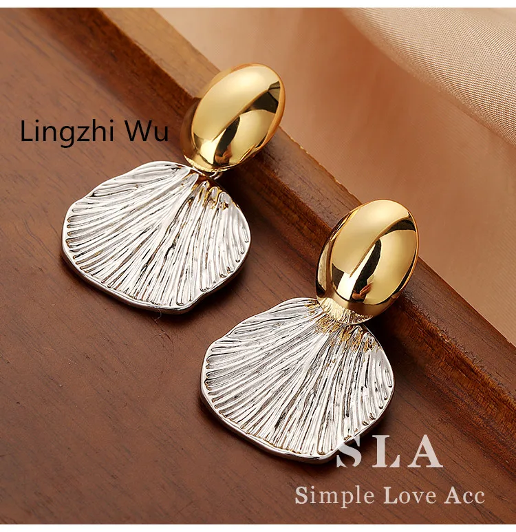 Lingzhi Wu Exaggeration Elegant Irregular Vein Silver Earrings Female New Arrival