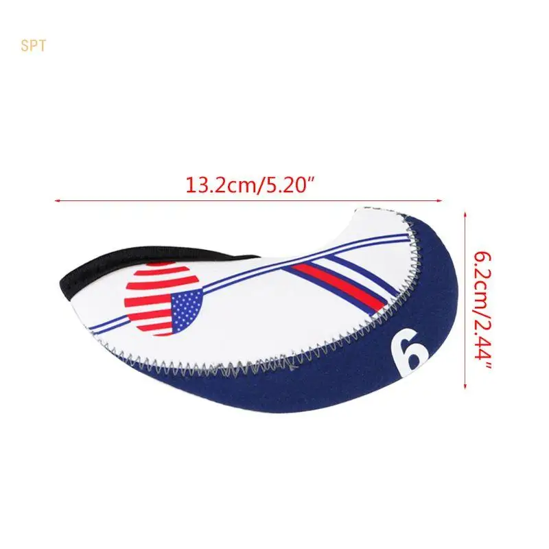 10 Pcs/Set Portable Sport Neoprene Golf Club for Head Cover Iron Protective Headcovers for Case Protector 714F