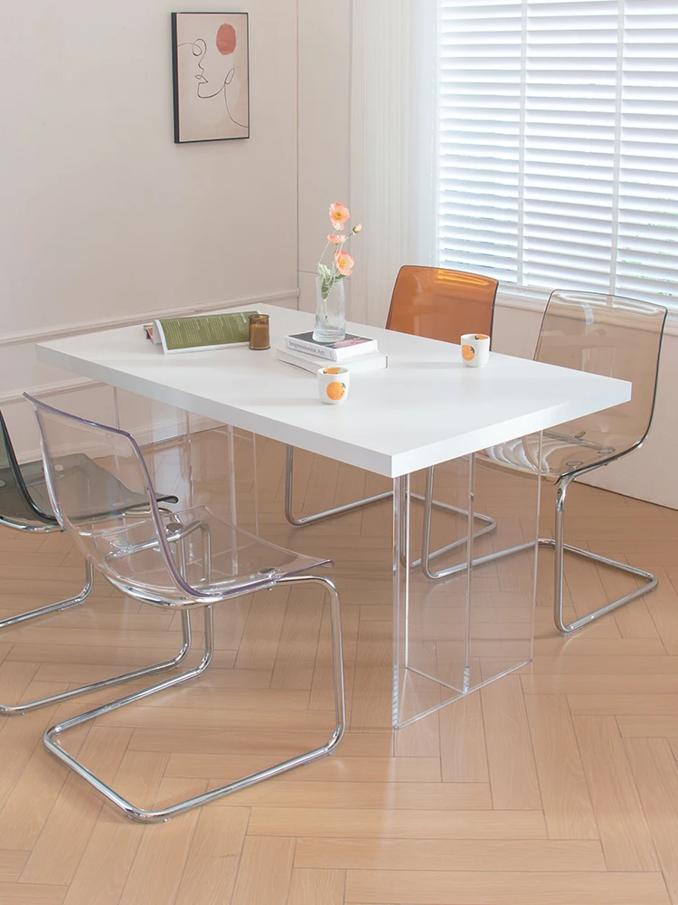 Transparent acrylic suspended rock slab dining table Modern minimalist Nordic designer island rectangular household table