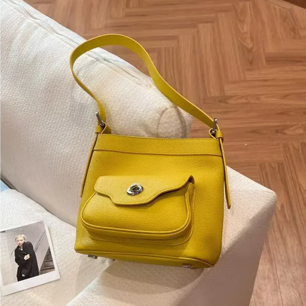 

Летняя кожаная сумка-ведро 2026 в стиле ретро: универсальная, повседневная, модная, с уникальной текстурой, для создания стильного образа