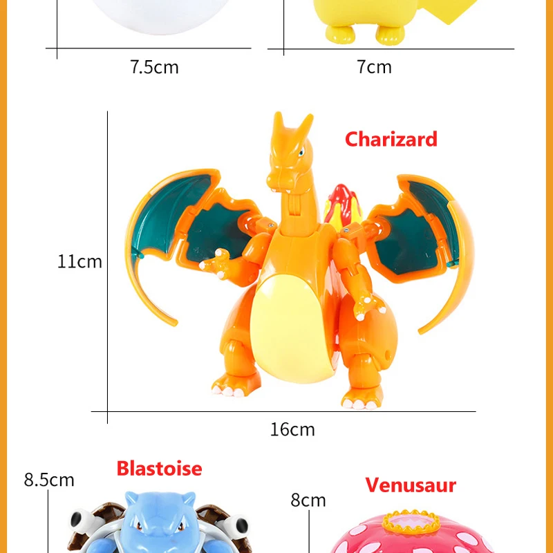 Pokemon Transform Poké Ball Pikachu Pokeball Charizard Bulbasaur Figuren Spielzeug Ornamente Mewtwo Gengar Modellpuppe Kindergeschenke – Detail 19
