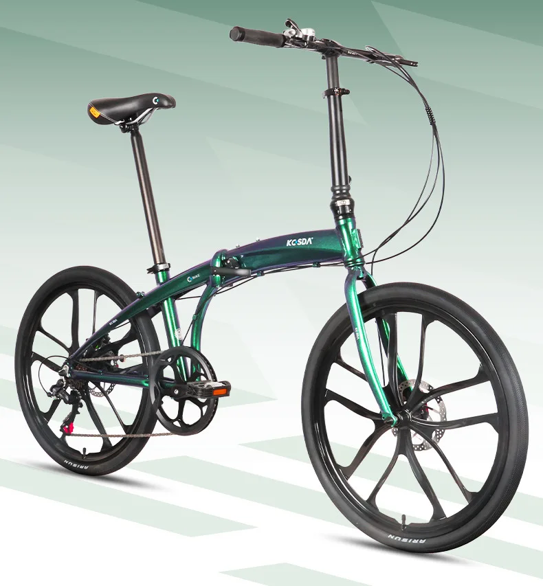24-inch Aluminum Alloy Portable Ultra-light Folding Adult Disc Brake Speed-change Urban Commuter One-piece Wheel Bicycle