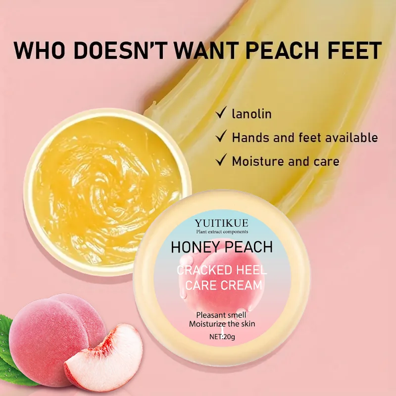 كريم العناية بالكعب المتشقق بالعسل والخوخ من YUITIKUE، مكونات مستخلص نباتي، عطر لطيف، يرطب البشرة
