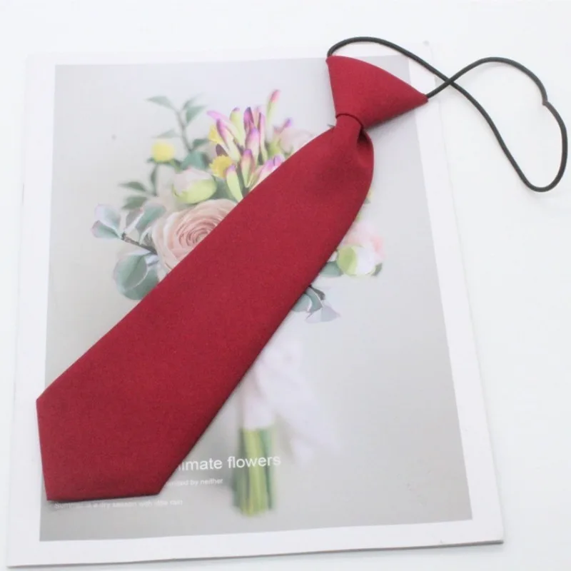 Solid Color Boys and Girls Small Tie Colorful Uniform Tie Simple Daily Tie Rubber Band Tie That Does Not Require Hand Knotting image 2
