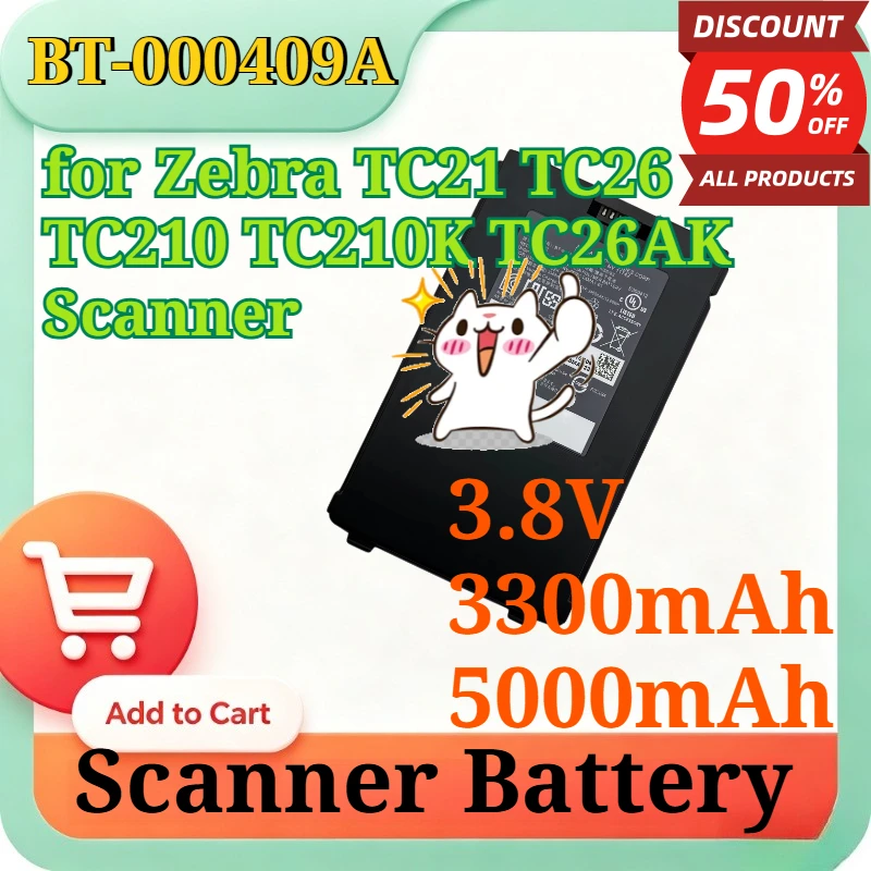 BT-000409A 3.8V 3300mAh/5000mAh BTRY-TC2Y-1XMA1 Li-ion Replacement Battery for Zebra TC21 TC26 TC210 TC210K TC26AK Scanner
